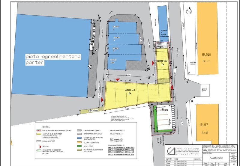 Slobozia Teren 366 mp cu sp. comercial Piata Slobozia, chirias Carrefour